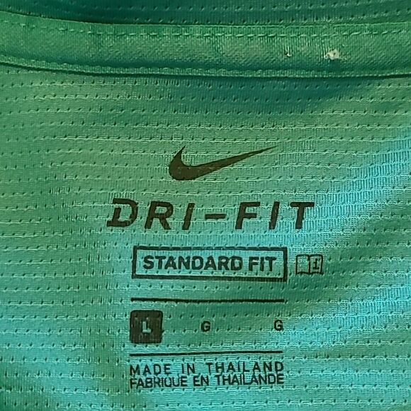 Nike dri‎ fit men's standard fit green stripped polo size large - Picture 3 of 7